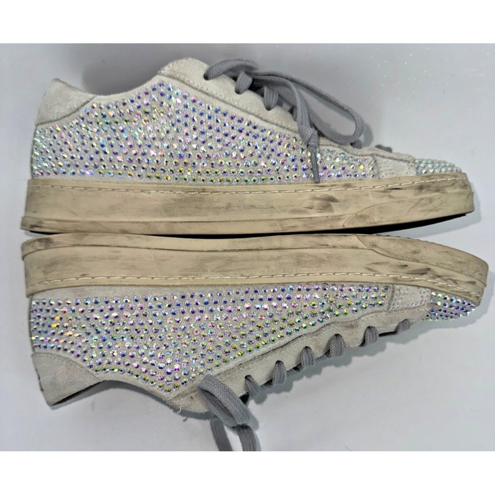 P448 John Gray Suede Rhinestone Sneakers Crystal Bling Y2K 38 size 7 glam Italy - Picture 8 of 13